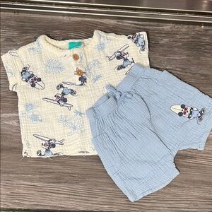 Disney Baby Mickey Mouse surf set. Baby Outfit with Cartoon Print 100% cotton